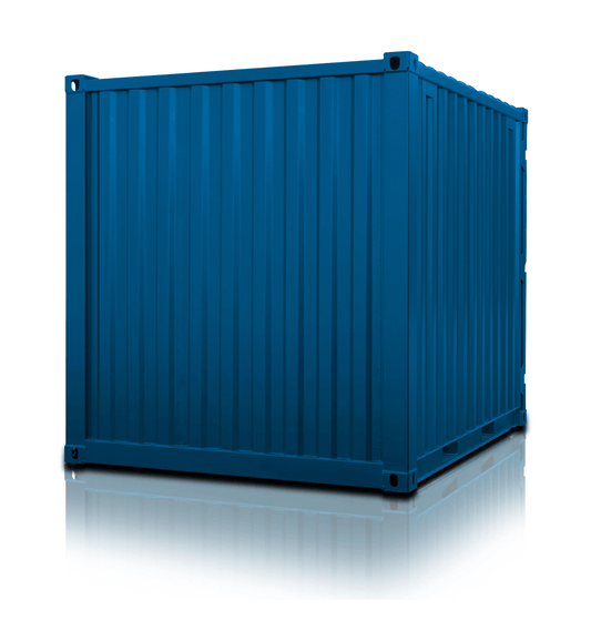 Lagercontainer 10' Enzianblau Rückseite