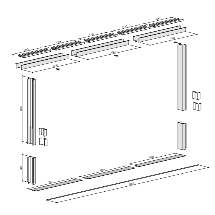 Longitudinal joint (inside) - 20 ft
